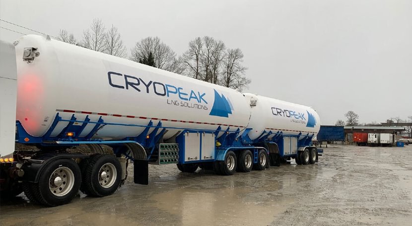 Two large Cryopeak tanks on a semi truck
